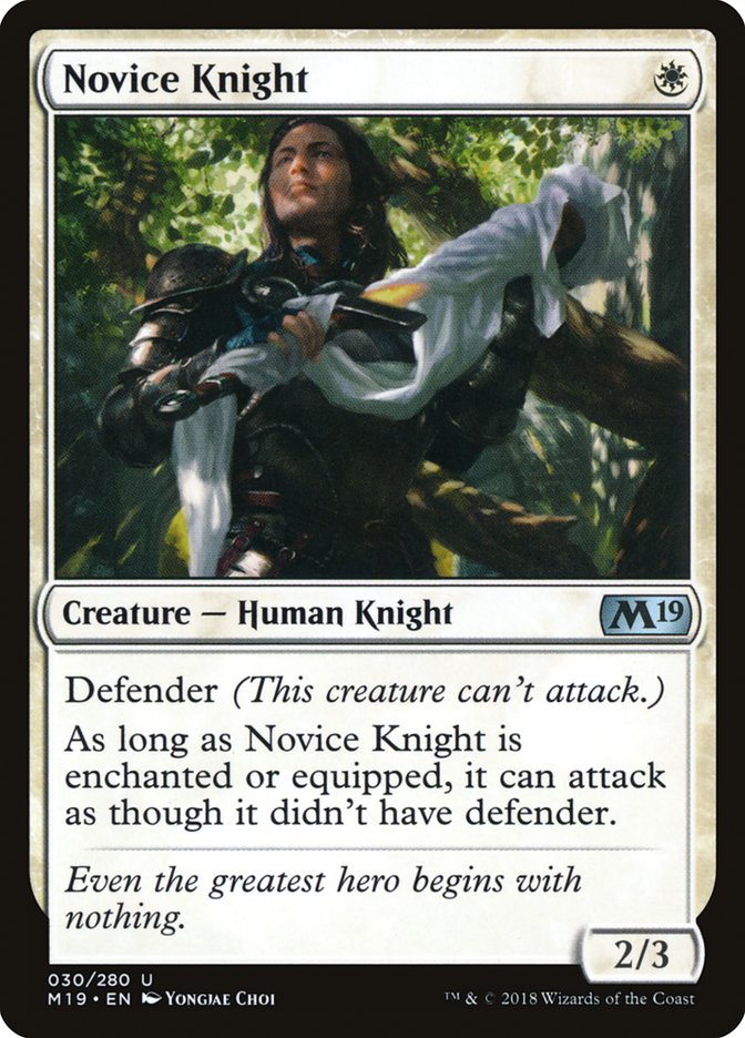 Novice Knight – Uncommon Magic: The Gathering card from Core Set 2019 (#30)
