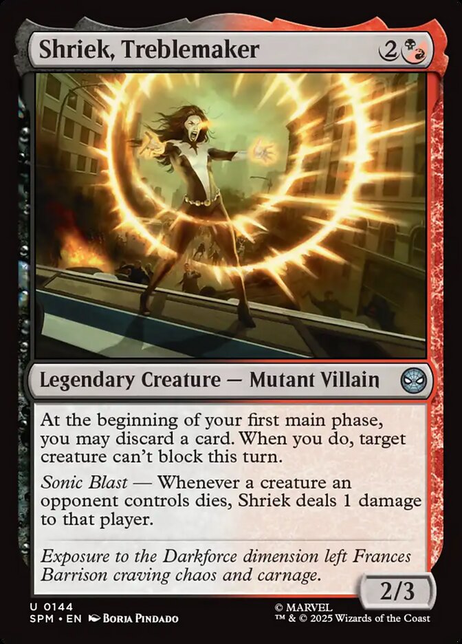 Shriek, Treblemaker – Uncommon Magic: The Gathering card from Marvel's Spider-Man (#144)