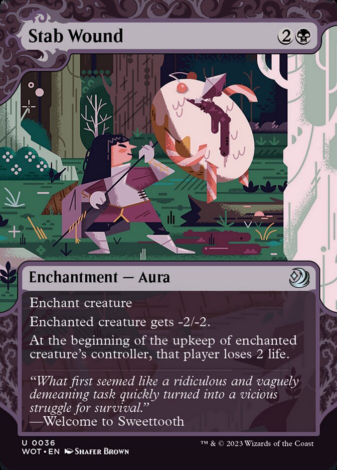 Stab Wound – Uncommon Magic: The Gathering card from Wilds of Eldraine: Enchanting Tales (#36)