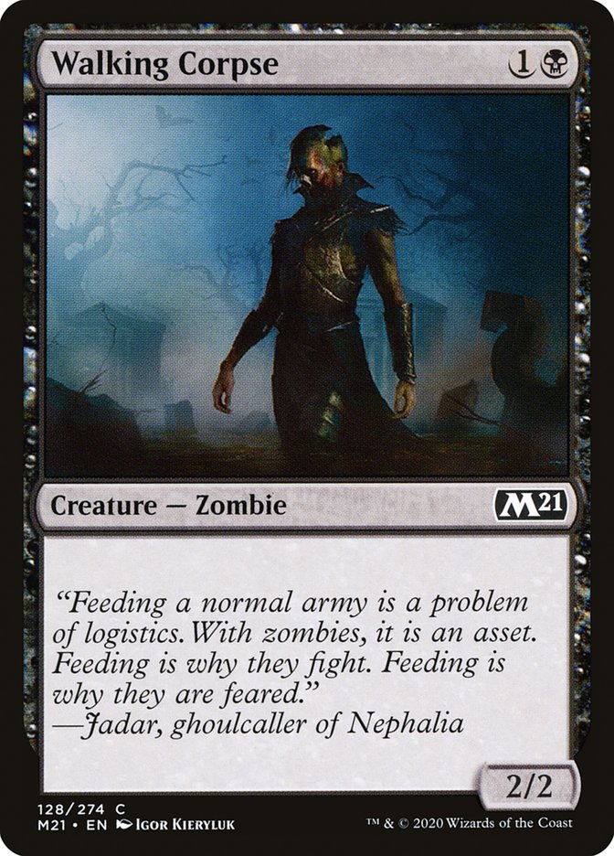 Walking Corpse – Common Magic: The Gathering card from Core Set 2021 (#128)