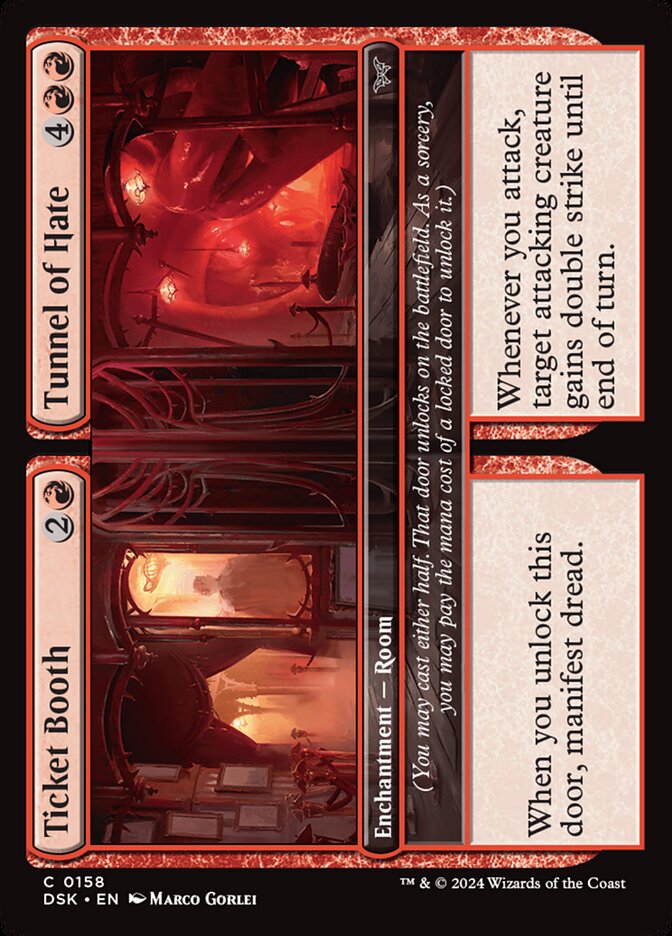 Ticket Booth // Tunnel of Hate – Common Magic: The Gathering card from Duskmourn: House of Horror (#158)