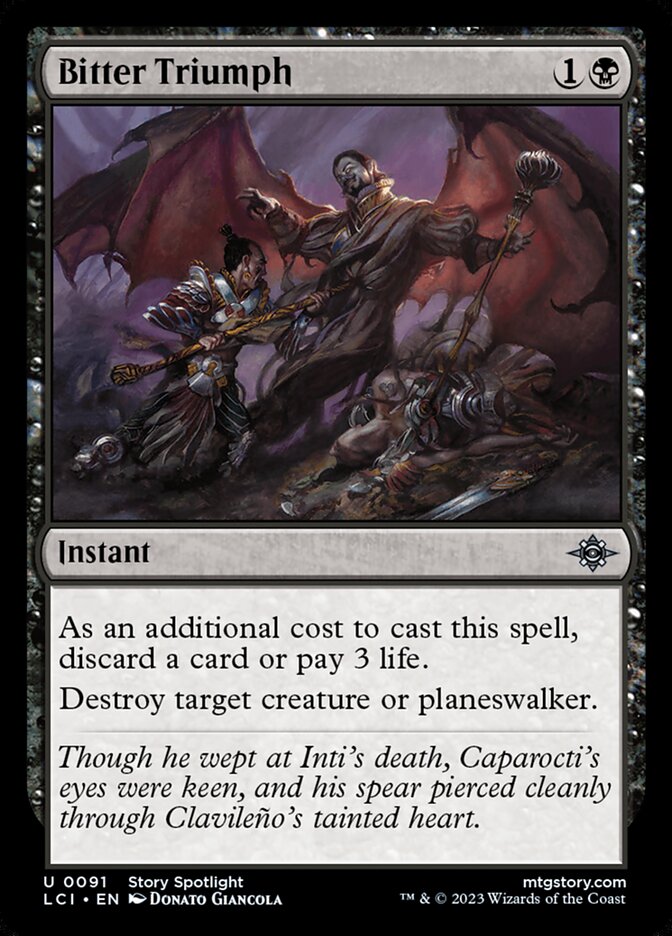 Bitter Triumph – Uncommon Magic: The Gathering card from The Lost Caverns of Ixalan (#91)