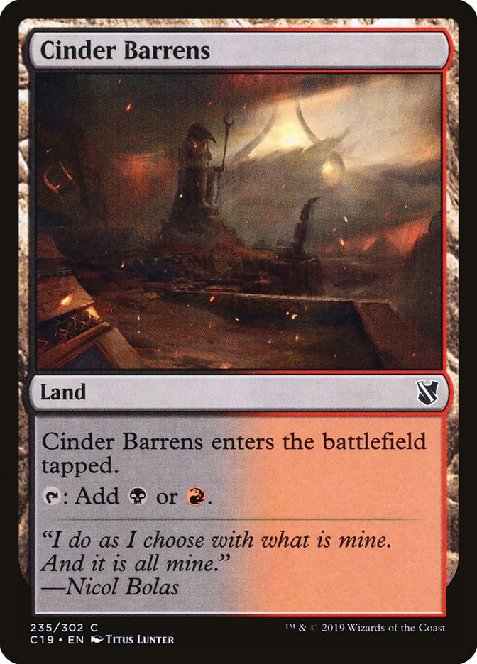 Cinder Barrens – Common Magic: The Gathering card from Commander 2019 (#235)