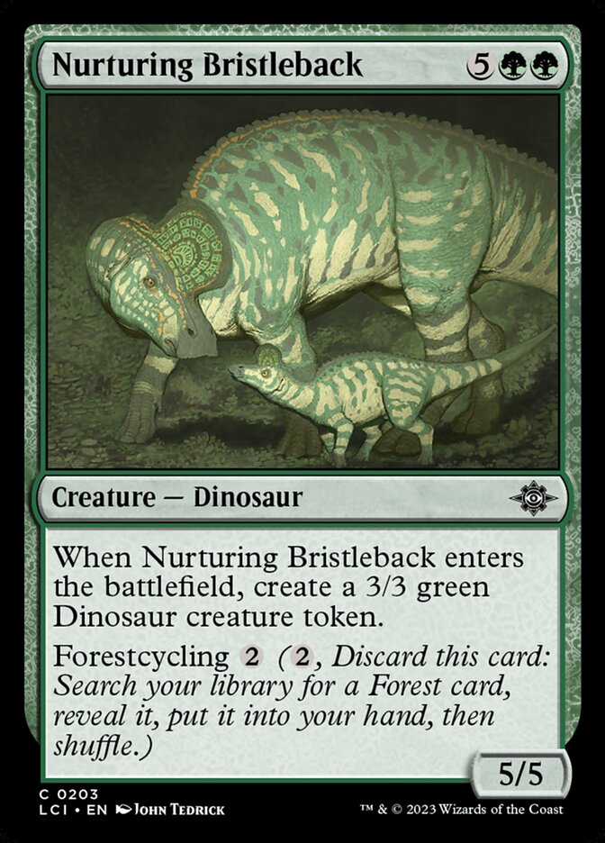 Nurturing Bristleback – Common Magic: The Gathering card from The Lost Caverns of Ixalan (#203)