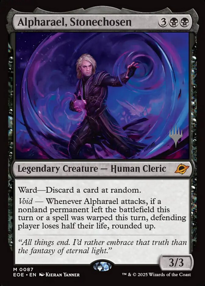 Alpharael, Stonechosen – Mythic Magic: The Gathering card from Edge of Eternities Promos (#87p)