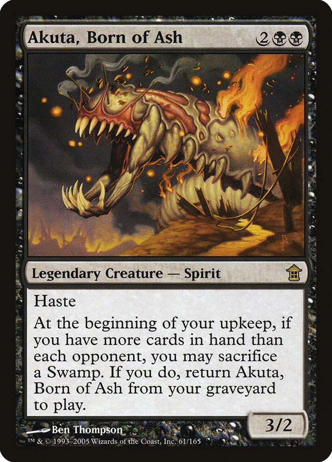 Akuta, Born of Ash – Rare Magic: The Gathering card from Saviors of Kamigawa (#61)