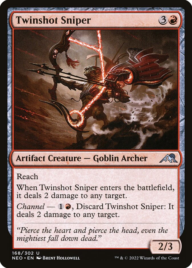 Twinshot Sniper – Uncommon Magic: The Gathering card from Kamigawa: Neon Dynasty (#168)