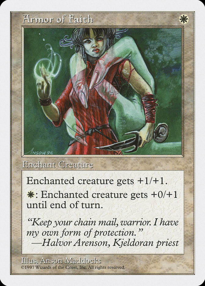 Armor of Faith – Common Magic: The Gathering card from Fifth Edition (#8)