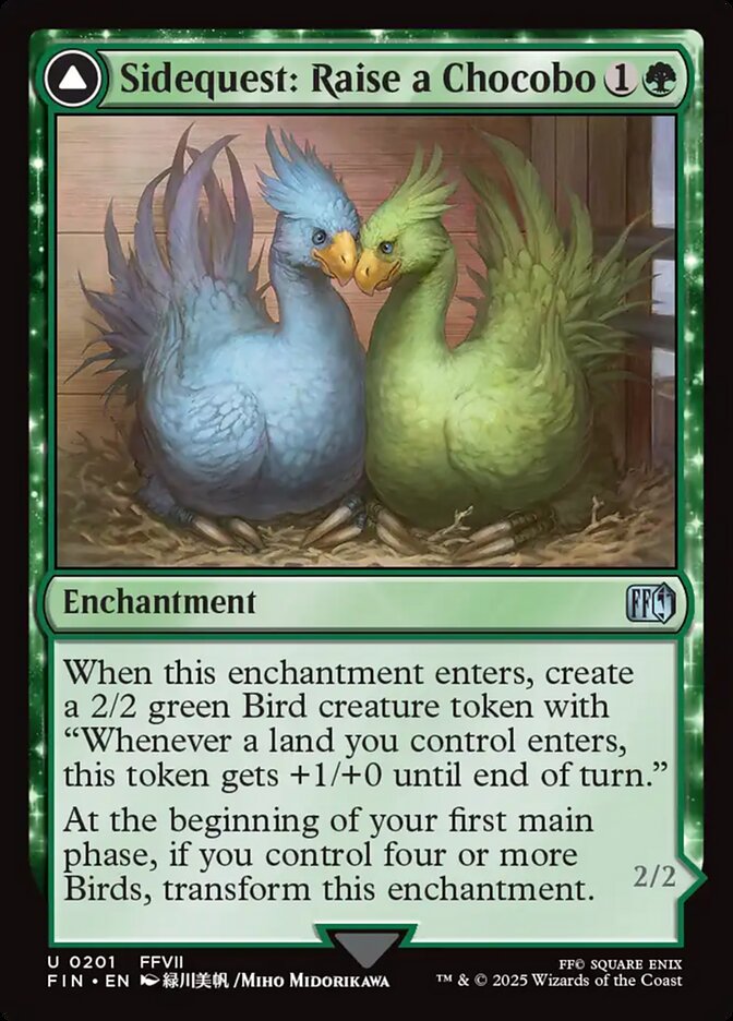 Sidequest: Raise a Chocobo // Black Chocobo – Uncommon Magic: The Gathering card from Final Fantasy (#201)