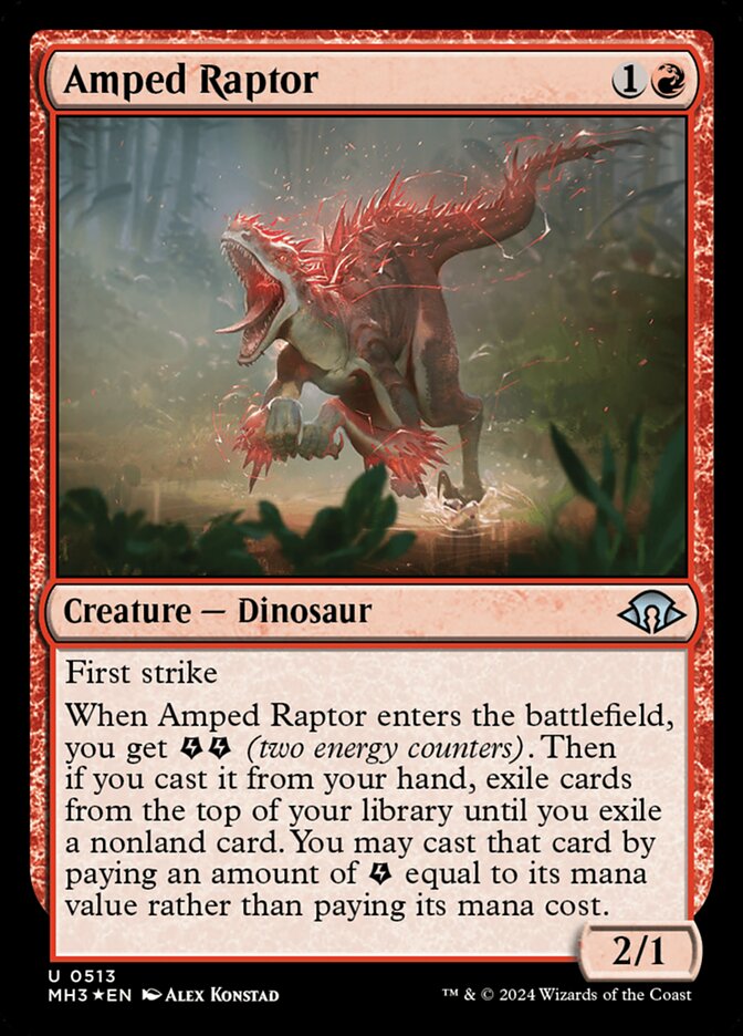 Amped Raptor – Uncommon Magic: The Gathering card from Modern Horizons 3 (#513)