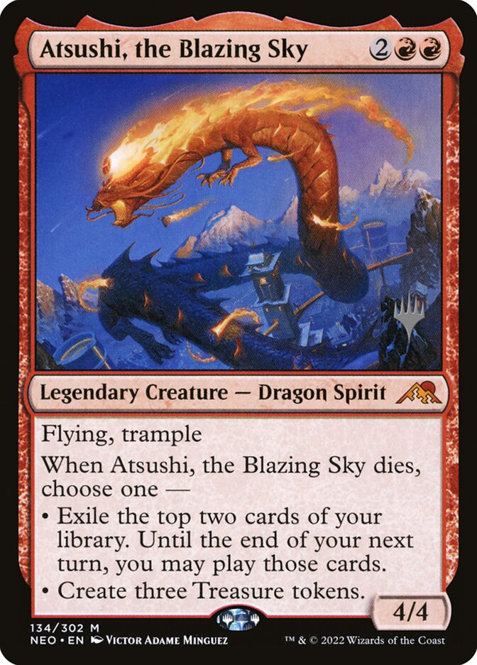 Atsushi, the Blazing Sky – Mythic Magic: The Gathering card from Kamigawa: Neon Dynasty Promos (#134p)