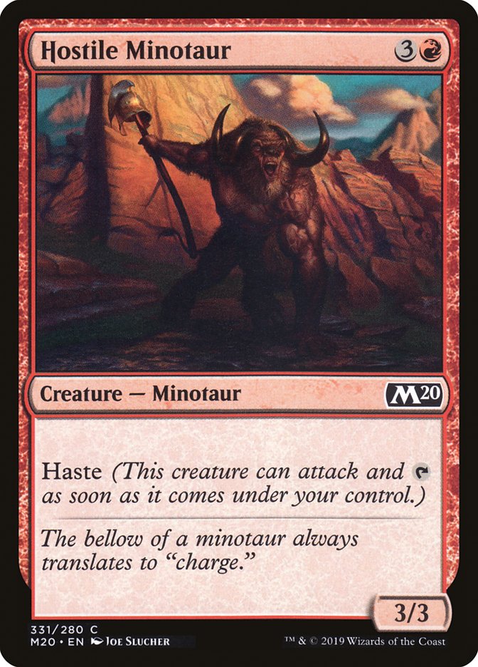Hostile Minotaur – Common Magic: The Gathering card from Core Set 2020 (#331)