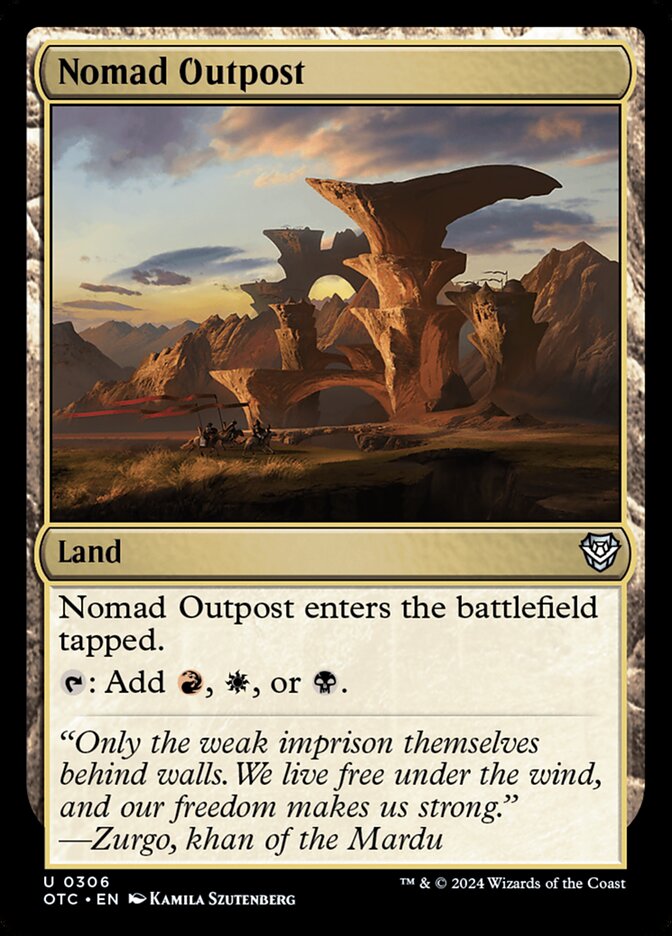 Nomad Outpost – Uncommon Magic: The Gathering card from Outlaws of Thunder Junction Commander (#306)