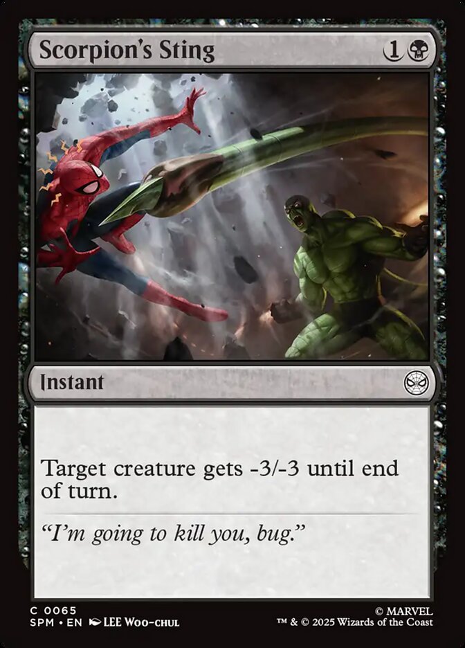 Scorpion's Sting – Common Magic: The Gathering card from Marvel's Spider-Man (#65)