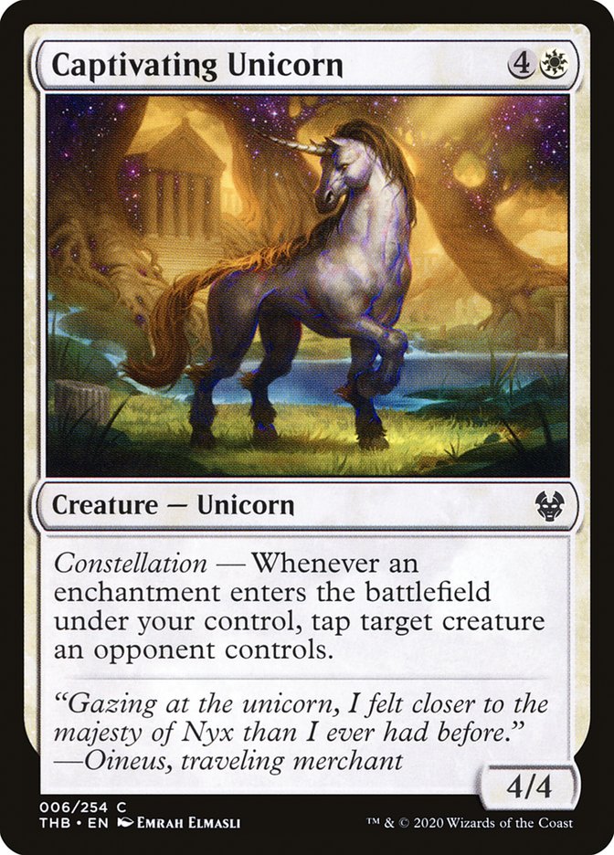 Captivating Unicorn – Common Magic: The Gathering card from Theros Beyond Death (#6)