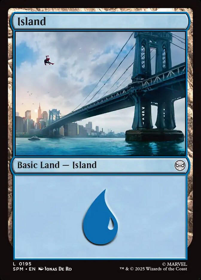Island – Common Magic: The Gathering card from Marvel's Spider-Man (#195)
