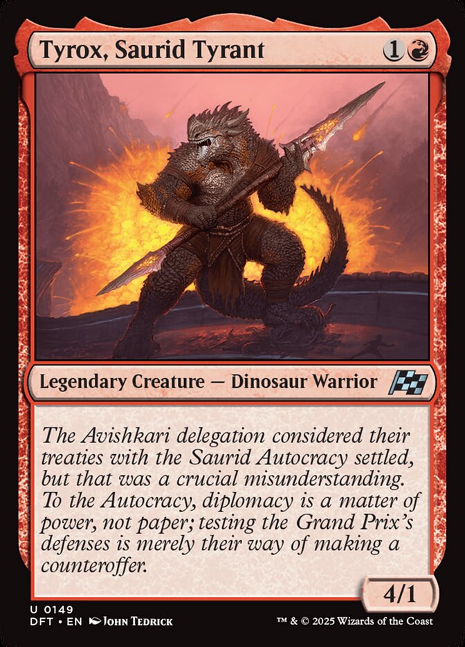 Tyrox, Saurid Tyrant – Uncommon Magic: The Gathering card from Aetherdrift (#149)
