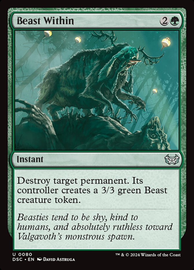 Beast Within – Uncommon Magic: The Gathering card from Duskmourn: House of Horror Commander (#80)