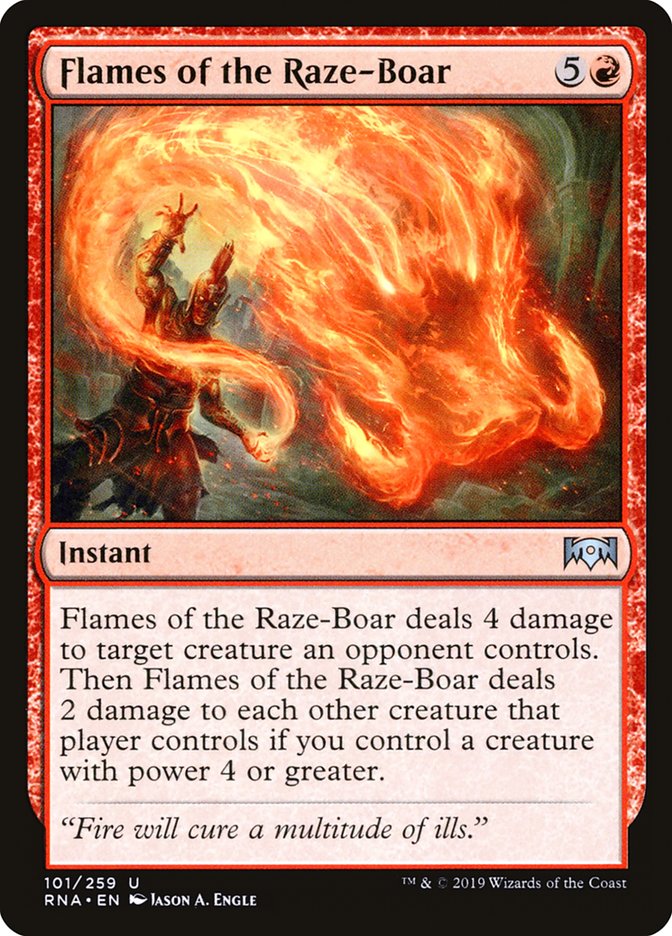 Flames of the Raze-Boar – Uncommon Magic: The Gathering card from Ravnica Allegiance (#101)
