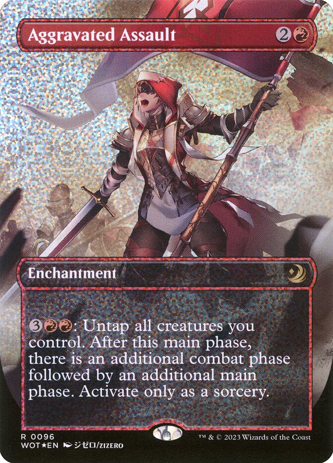 Aggravated Assault – Rare Magic: The Gathering card from Wilds of Eldraine: Enchanting Tales (#96)