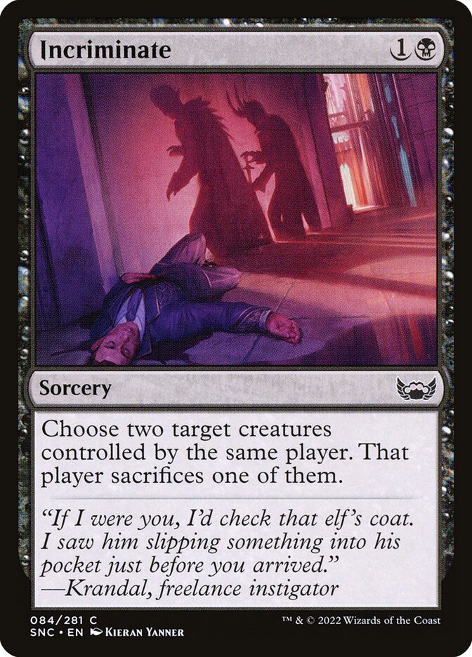 Incriminate – Common Magic: The Gathering card from Streets of New Capenna (#84)