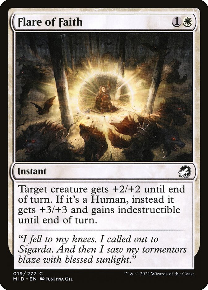 Flare of Faith – Common Magic: The Gathering card from Innistrad: Midnight Hunt (#19)