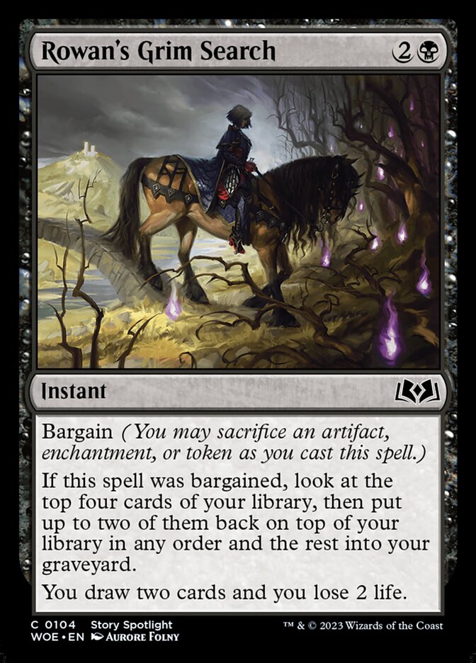 Rowan's Grim Search – Common Magic: The Gathering card from Wilds of Eldraine (#104)