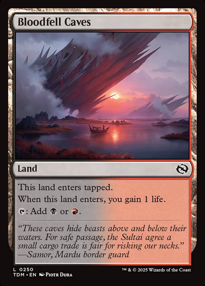 Bloodfell Caves – Common Magic: The Gathering card from Tarkir: Dragonstorm (#250)