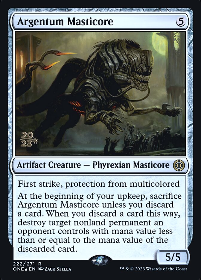 Argentum Masticore – Rare Magic: The Gathering card from Phyrexia: All Will Be One Promos (#222s)