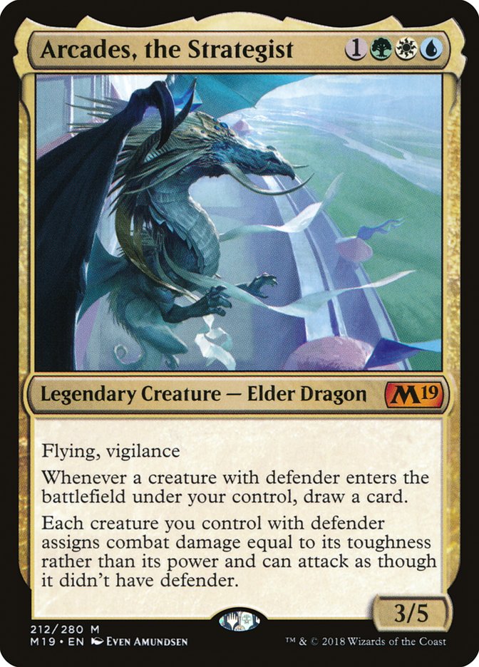 Arcades, the Strategist – Mythic Magic: The Gathering card from Core Set 2019 (#212)