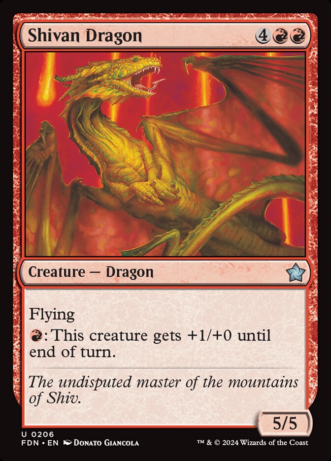 Shivan Dragon – Uncommon Magic: The Gathering card from Foundations (#206)