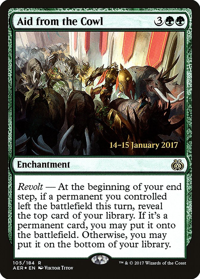 Aid from the Cowl – Rare Magic: The Gathering card from Aether Revolt Promos (#105s)
