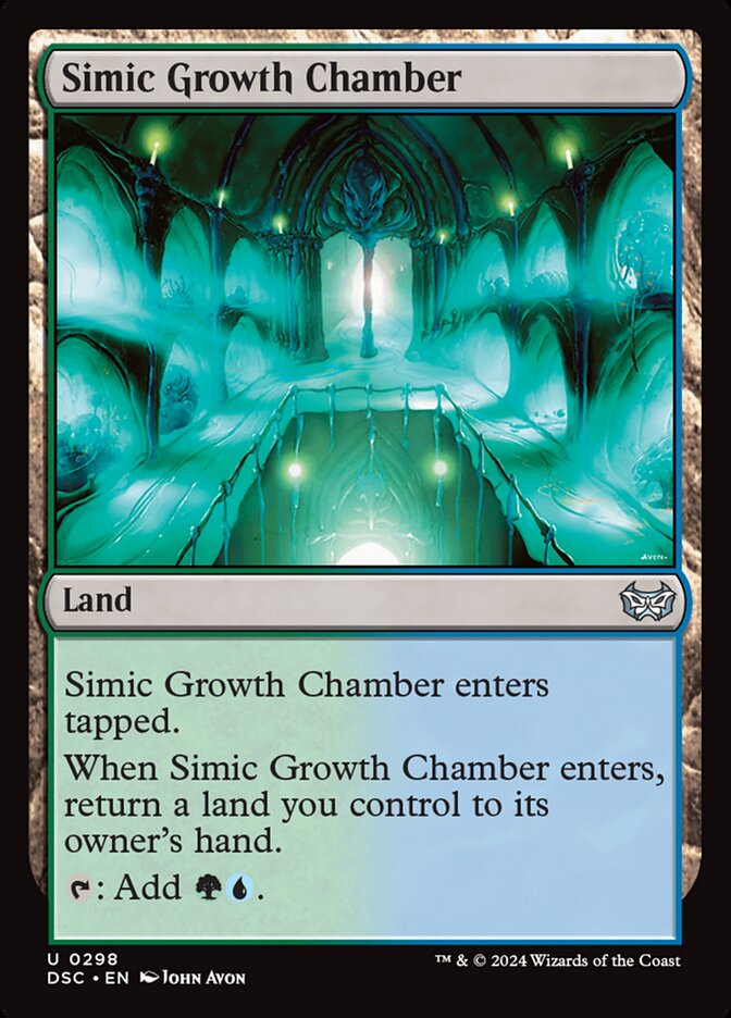 Simic Growth Chamber – Uncommon Magic: The Gathering card from Duskmourn: House of Horror Commander (#298)