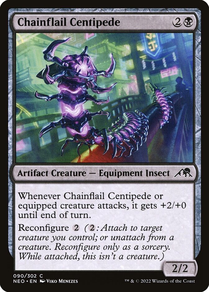 Chainflail Centipede – Common Magic: The Gathering card from Kamigawa: Neon Dynasty (#90)