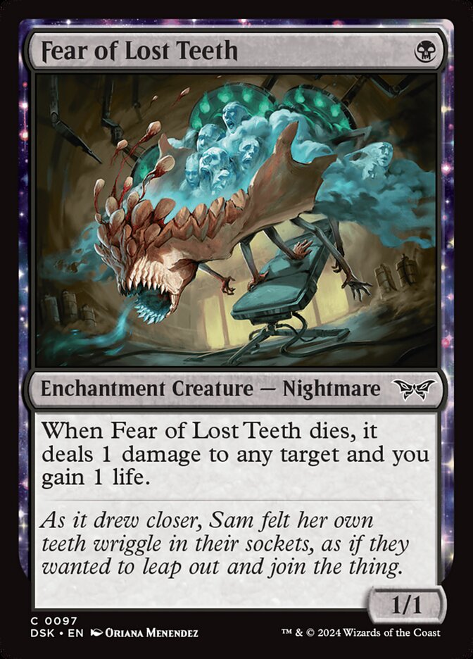 Fear of Lost Teeth – Common Magic: The Gathering card from Duskmourn: House of Horror (#97)