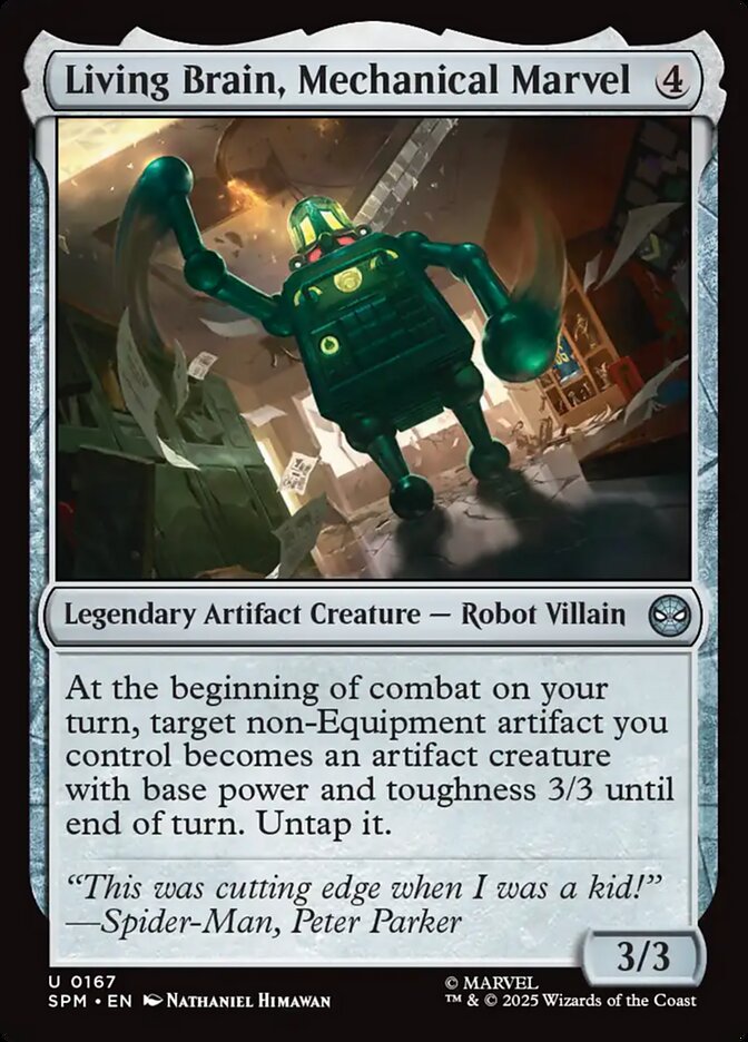 Living Brain, Mechanical Marvel – Uncommon Magic: The Gathering card from Marvel's Spider-Man (#167)
