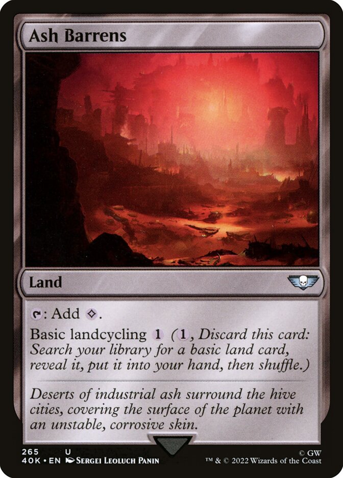 Ash Barrens – Uncommon Magic: The Gathering card from Warhammer 40,000 Commander (#265)