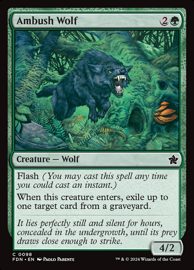 Ambush Wolf – Common Magic: The Gathering card from Foundations (#98)