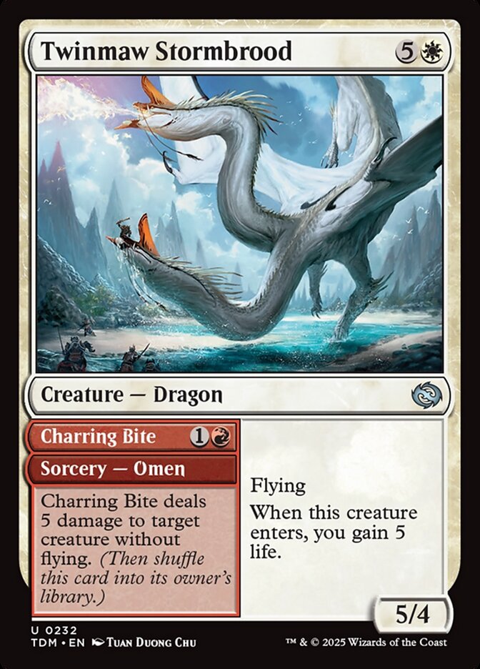 Twinmaw Stormbrood // Charring Bite – Uncommon Magic: The Gathering card from Tarkir: Dragonstorm (#232)