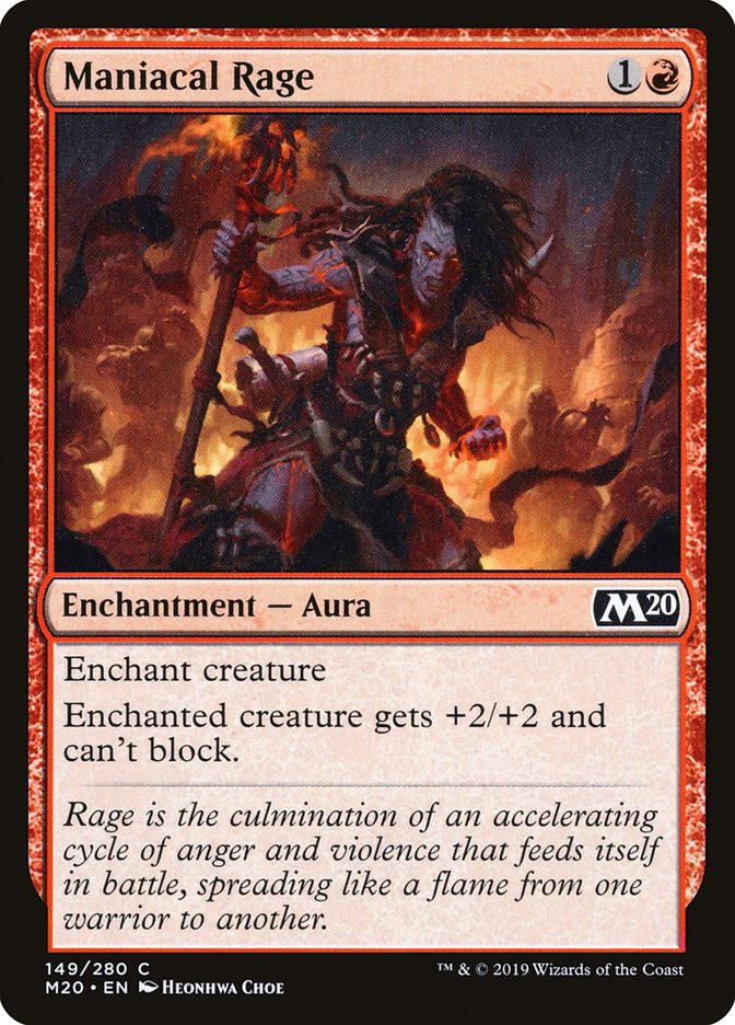 Maniacal Rage – Common Magic: The Gathering card from Core Set 2020 (#149)