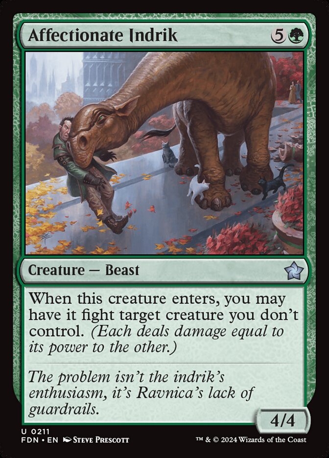 Affectionate Indrik – Uncommon Magic: The Gathering card from Foundations (#211)