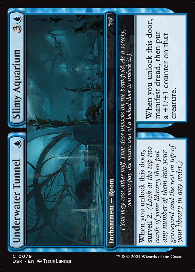 Underwater Tunnel // Slimy Aquarium – Common Magic: The Gathering card from Duskmourn: House of Horror (#79)