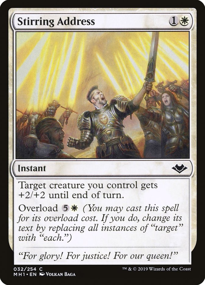 Stirring Address – Common Magic: The Gathering card from Modern Horizons (#32)