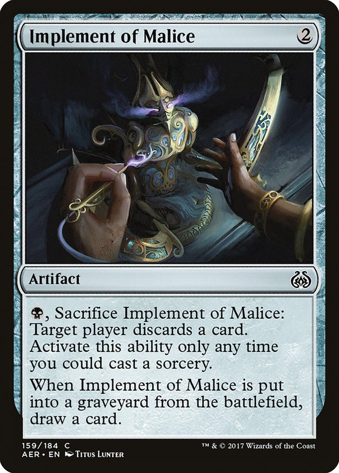 Implement of Malice – Common Magic: The Gathering card from Aether Revolt (#159)