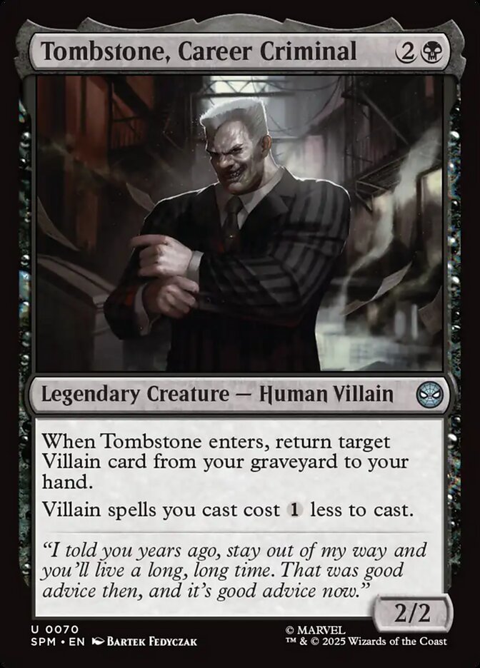 Tombstone, Career Criminal – Uncommon Magic: The Gathering card from Marvel's Spider-Man (#70)