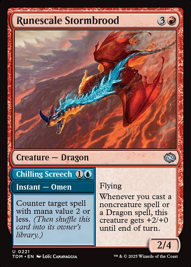 Runescale Stormbrood // Chilling Screech – Uncommon Magic: The Gathering card from Tarkir: Dragonstorm (#221)