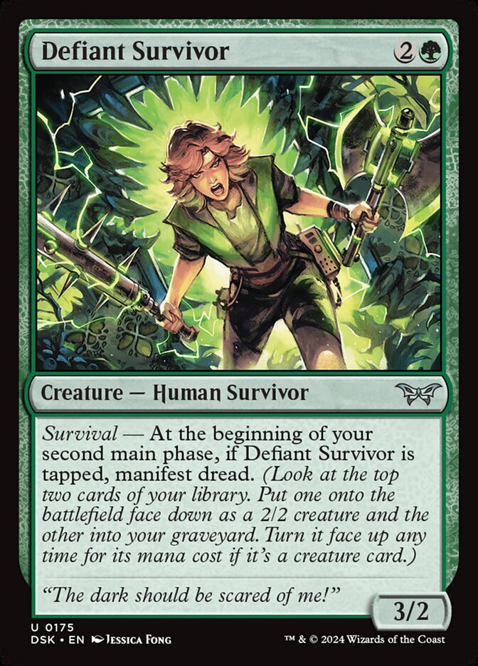 Defiant Survivor – Uncommon Magic: The Gathering card from Duskmourn: House of Horror (#175)