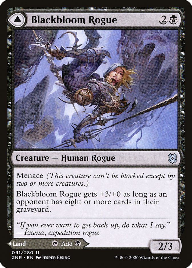 Blackbloom Rogue // Blackbloom Bog – Uncommon Magic: The Gathering card from Zendikar Rising (#91)