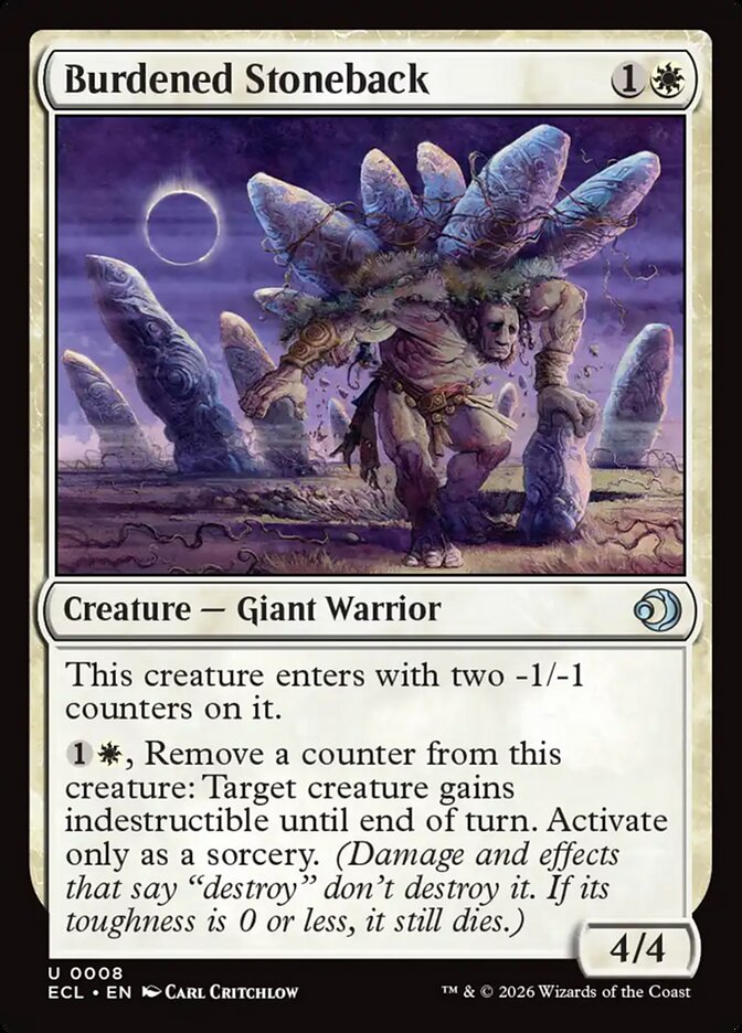 Burdened Stoneback – Uncommon Magic: The Gathering card from Lorwyn Eclipsed (#8)