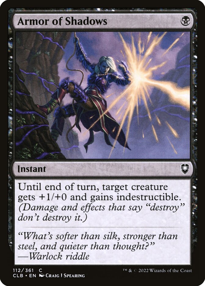 Armor of Shadows – Common Magic: The Gathering card from Commander Legends: Battle for Baldur's Gate (#112)